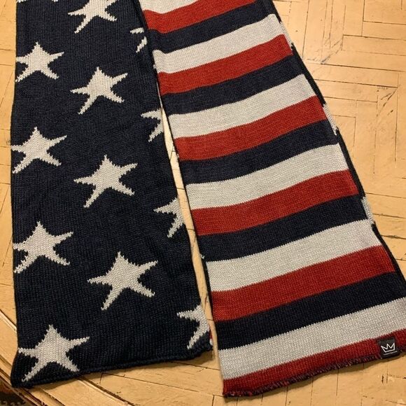 Stars & Stripes Scarf Red, Navy Blue Gray America - Picture 4 of 8